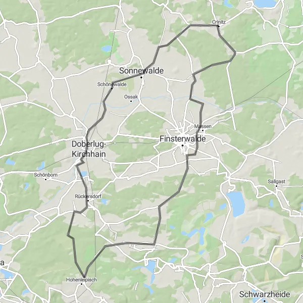 Map miniature of "Exploring the Heart of Brandenburg" cycling inspiration in Brandenburg, Germany. Generated by Tarmacs.app cycling route planner