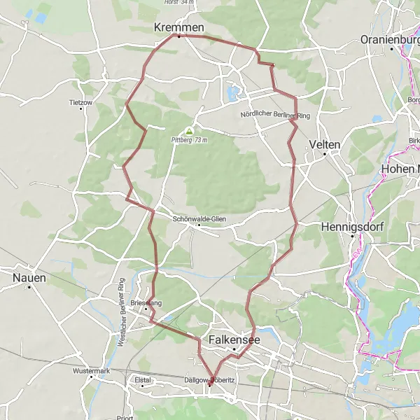 Karten-Miniaturansicht der Radinspiration "Fahrradtour entlang von Kienastberg und Scheinwerferberg" in Brandenburg, Germany. Erstellt vom Tarmacs.app-Routenplaner für Radtouren