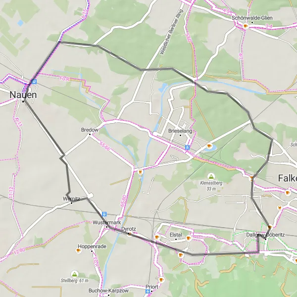 Karten-Miniaturansicht der Radinspiration "Auf den Spuren von Nordheide und Finkenkrug" in Brandenburg, Germany. Erstellt vom Tarmacs.app-Routenplaner für Radtouren