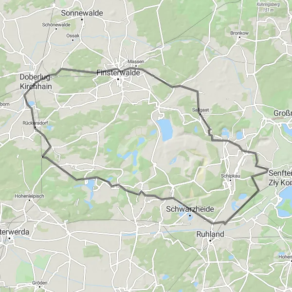 Map miniature of "Scenic Road Tour" cycling inspiration in Brandenburg, Germany. Generated by Tarmacs.app cycling route planner
