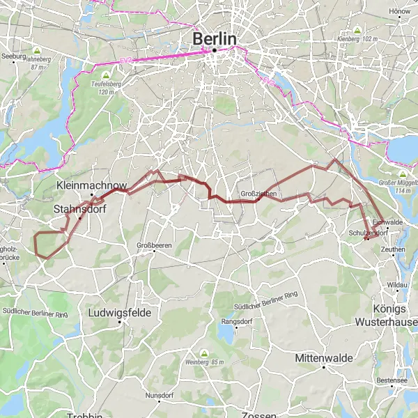 Map miniature of "Weinberg - Falkenberg Gravel Challenge" cycling inspiration in Brandenburg, Germany. Generated by Tarmacs.app cycling route planner