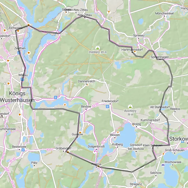 Map miniature of "Möckern - Eichwalde Loop" cycling inspiration in Brandenburg, Germany. Generated by Tarmacs.app cycling route planner