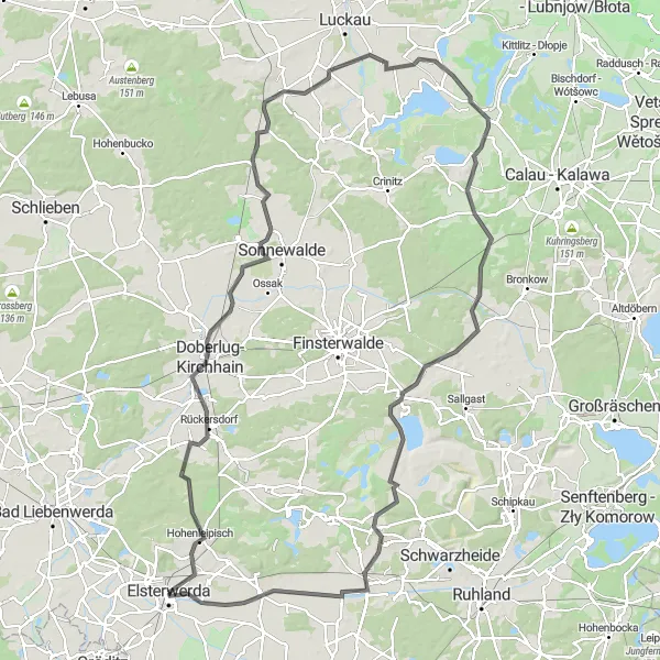 Karten-Miniaturansicht der Radinspiration "Hügelige Radtour durch Brandenburg" in Brandenburg, Germany. Erstellt vom Tarmacs.app-Routenplaner für Radtouren