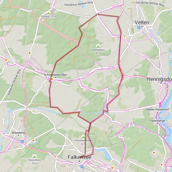 Map miniature of "Discover the Gravel Path" cycling inspiration in Brandenburg, Germany. Generated by Tarmacs.app cycling route planner