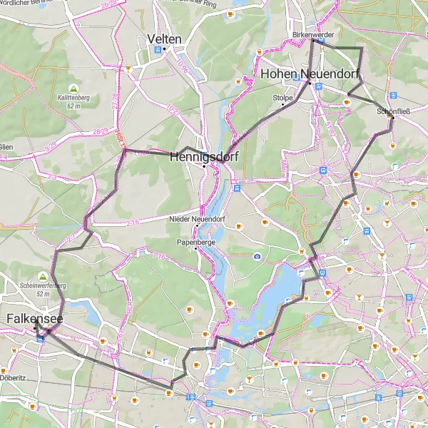 Map miniature of "Scenic Road Adventure" cycling inspiration in Brandenburg, Germany. Generated by Tarmacs.app cycling route planner