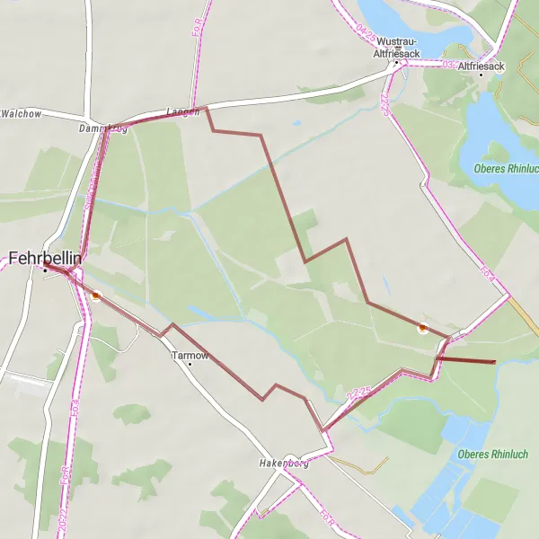 Map miniature of "The Gravel Loop" cycling inspiration in Brandenburg, Germany. Generated by Tarmacs.app cycling route planner