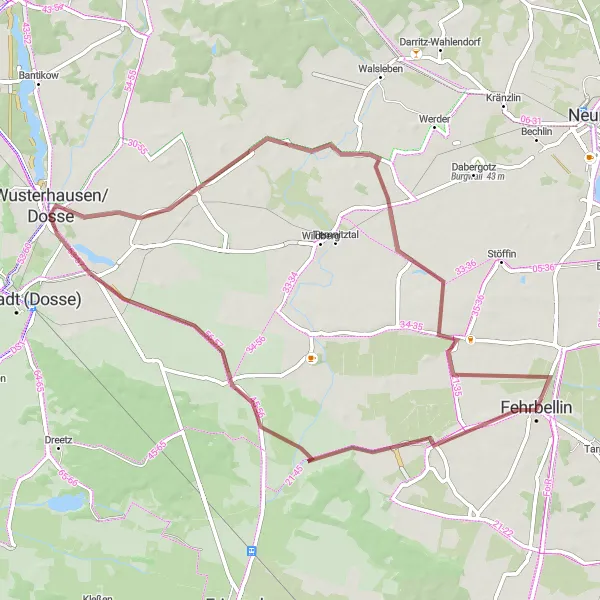Map miniature of "The Gravel Adventure" cycling inspiration in Brandenburg, Germany. Generated by Tarmacs.app cycling route planner