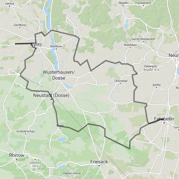 Map miniature of "The Road Climb" cycling inspiration in Brandenburg, Germany. Generated by Tarmacs.app cycling route planner