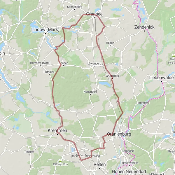 Map miniature of "The Ultimate Brandenburg Gravel Adventure" cycling inspiration in Brandenburg, Germany. Generated by Tarmacs.app cycling route planner