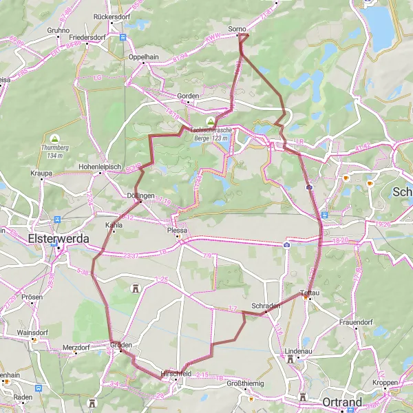 Karten-Miniaturansicht der Radinspiration "Gröden um Kahla Route" in Brandenburg, Germany. Erstellt vom Tarmacs.app-Routenplaner für Radtouren