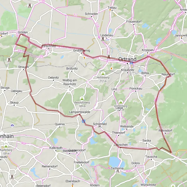 Karten-Miniaturansicht der Radinspiration "Gröden Rundfahrt" in Brandenburg, Germany. Erstellt vom Tarmacs.app-Routenplaner für Radtouren