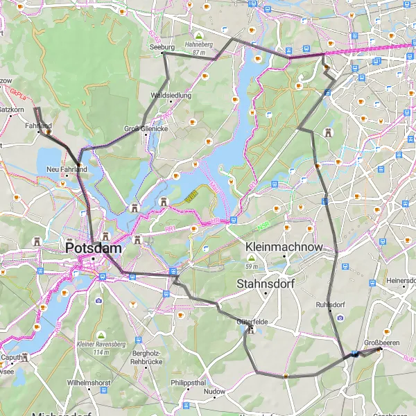 Karten-Miniaturansicht der Radinspiration "Rundfahrt durch Potsdam und Umgebung" in Brandenburg, Germany. Erstellt vom Tarmacs.app-Routenplaner für Radtouren