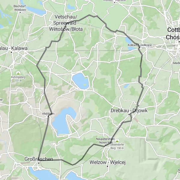 Map miniature of "Scenic Rural Beauty" cycling inspiration in Brandenburg, Germany. Generated by Tarmacs.app cycling route planner