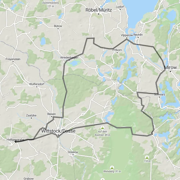 Map miniature of "Historic Journey" cycling inspiration in Brandenburg, Germany. Generated by Tarmacs.app cycling route planner