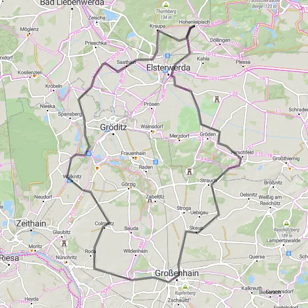 Map miniature of "Hohenleipisch - Explore the Heart of Brandenburg" cycling inspiration in Brandenburg, Germany. Generated by Tarmacs.app cycling route planner