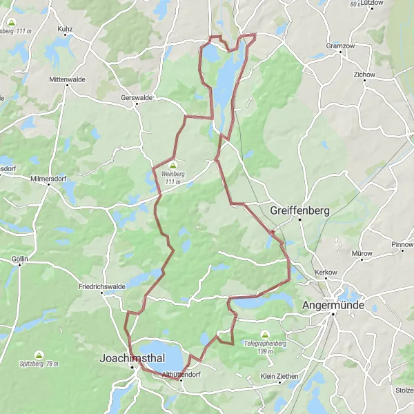 Map miniature of "The Seehausen Circuit" cycling inspiration in Brandenburg, Germany. Generated by Tarmacs.app cycling route planner