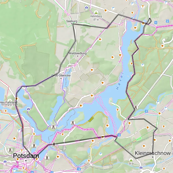 Map miniature of "Potsdam and beyond: a road cyclist's dream" cycling inspiration in Brandenburg, Germany. Generated by Tarmacs.app cycling route planner