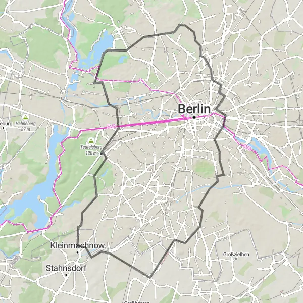 Karten-Miniaturansicht der Radinspiration "Wald- und Seetour um Berlin" in Brandenburg, Germany. Erstellt vom Tarmacs.app-Routenplaner für Radtouren