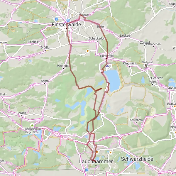 Map miniature of "Hidden Gems of Lauchhammer" cycling inspiration in Brandenburg, Germany. Generated by Tarmacs.app cycling route planner