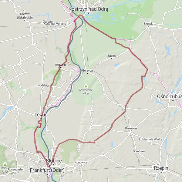 Map miniature of "Turmberg and Reitwein Tour" cycling inspiration in Brandenburg, Germany. Generated by Tarmacs.app cycling route planner