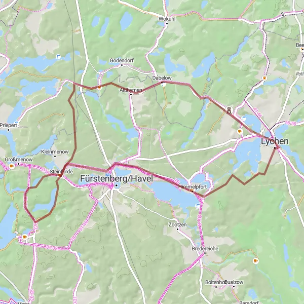 Map miniature of "Gravel Adventure" cycling inspiration in Brandenburg, Germany. Generated by Tarmacs.app cycling route planner