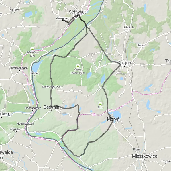 Map miniature of "Exploring Brandenburg's Natural Beauty" cycling inspiration in Brandenburg, Germany. Generated by Tarmacs.app cycling route planner