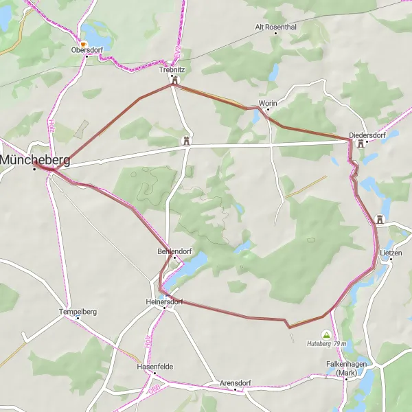 Map miniature of "Trebnitz Loop" cycling inspiration in Brandenburg, Germany. Generated by Tarmacs.app cycling route planner