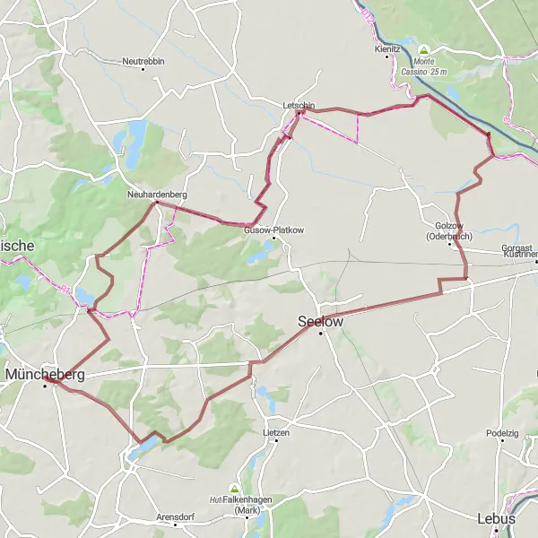 Map miniature of "Letschin Adventure" cycling inspiration in Brandenburg, Germany. Generated by Tarmacs.app cycling route planner