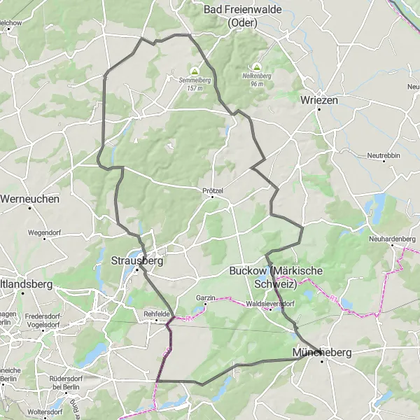 Map miniature of "Zinndorf & Strausberg Hidden Treasures" cycling inspiration in Brandenburg, Germany. Generated by Tarmacs.app cycling route planner