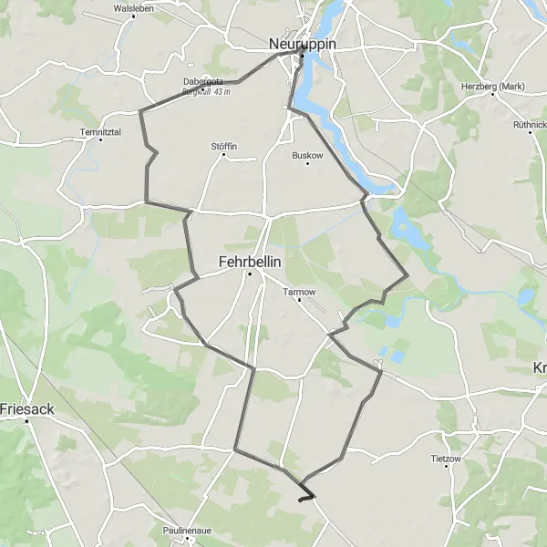 Map miniature of "Lake and Castle Route" cycling inspiration in Brandenburg, Germany. Generated by Tarmacs.app cycling route planner