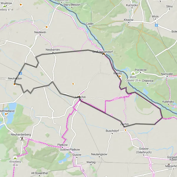 Map miniature of "The Majestic Oder River Road" cycling inspiration in Brandenburg, Germany. Generated by Tarmacs.app cycling route planner