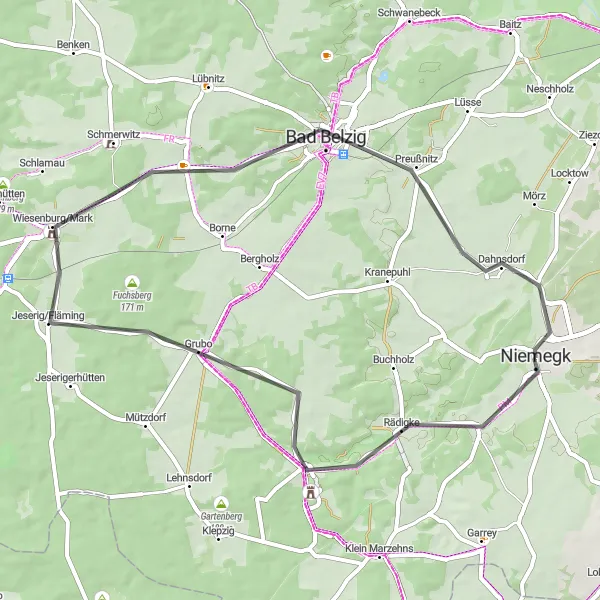 Karten-Miniaturansicht der Radinspiration "Erkunde die Schönheit von Brandenburg auf dem Fahrrad" in Brandenburg, Germany. Erstellt vom Tarmacs.app-Routenplaner für Radtouren