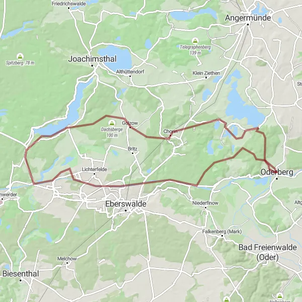 Map miniature of "Ragöser Damm Gravel Adventure" cycling inspiration in Brandenburg, Germany. Generated by Tarmacs.app cycling route planner