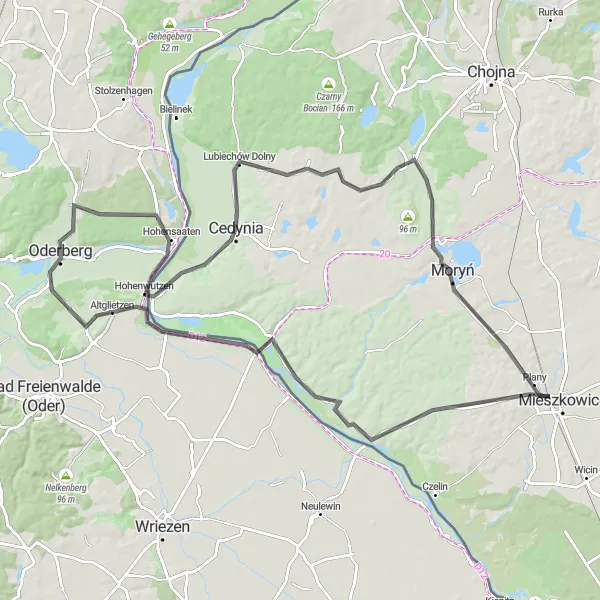 Map miniature of "Lake Landscapes Tour" cycling inspiration in Brandenburg, Germany. Generated by Tarmacs.app cycling route planner