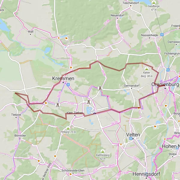 Map miniature of "Gravel Delight" cycling inspiration in Brandenburg, Germany. Generated by Tarmacs.app cycling route planner