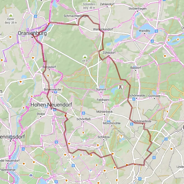 Karten-Miniaturansicht der Radinspiration "Gravel-Tour nach Hohen Neuendorf" in Brandenburg, Germany. Erstellt vom Tarmacs.app-Routenplaner für Radtouren