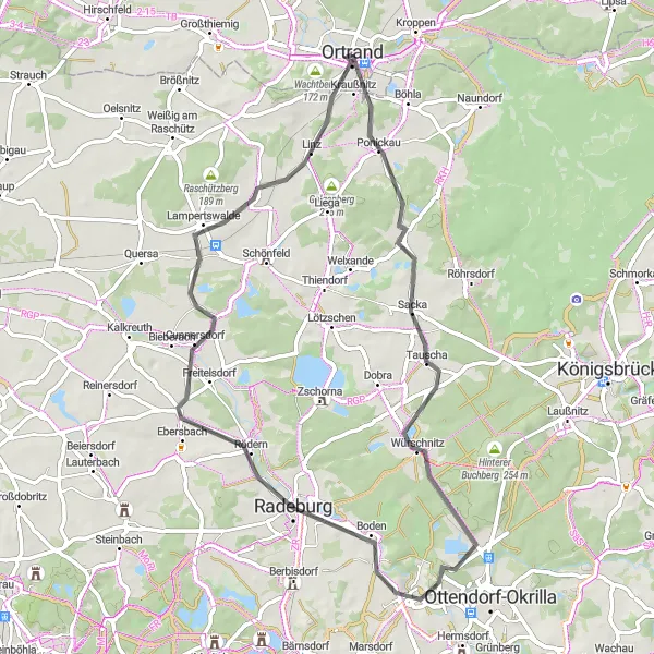 Map miniature of "Windy Trail to Winding Rivers" cycling inspiration in Brandenburg, Germany. Generated by Tarmacs.app cycling route planner