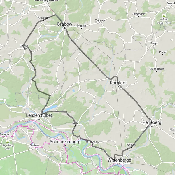 Map miniature of "Journey through History" cycling inspiration in Brandenburg, Germany. Generated by Tarmacs.app cycling route planner