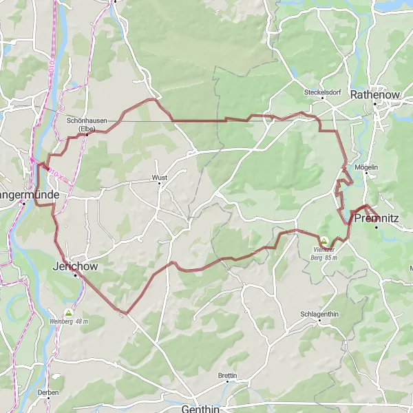 Karten-Miniaturansicht der Radinspiration "Tour durch die Natur" in Brandenburg, Germany. Erstellt vom Tarmacs.app-Routenplaner für Radtouren