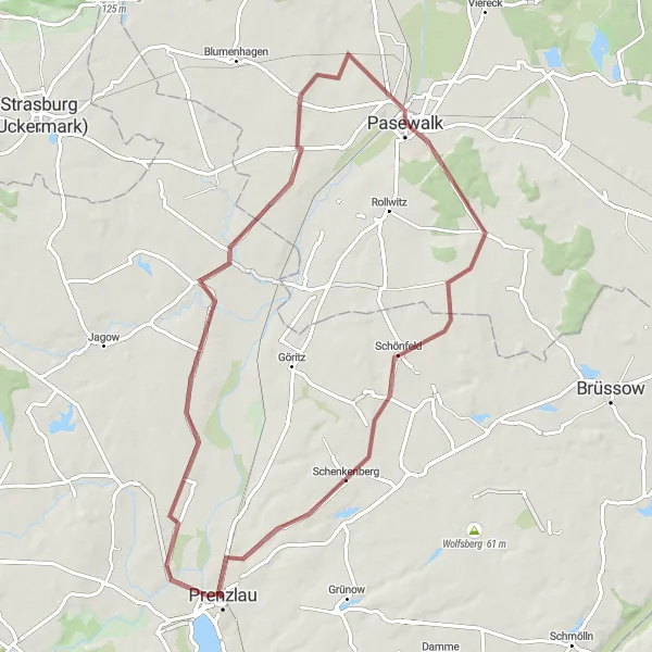 Map miniature of "Voßberg Circuit" cycling inspiration in Brandenburg, Germany. Generated by Tarmacs.app cycling route planner