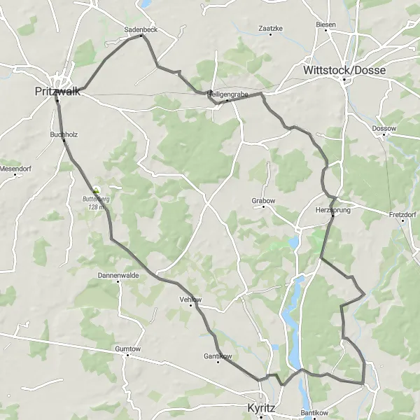 Map miniature of "Wilmersdorf Loop" cycling inspiration in Brandenburg, Germany. Generated by Tarmacs.app cycling route planner