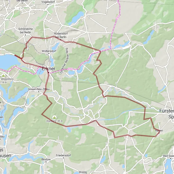 Map miniature of "Discovering the Scenic Beauty of Rauen" cycling inspiration in Brandenburg, Germany. Generated by Tarmacs.app cycling route planner