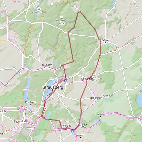 Map miniature of "Marienberg Gravel Loop" cycling inspiration in Brandenburg, Germany. Generated by Tarmacs.app cycling route planner