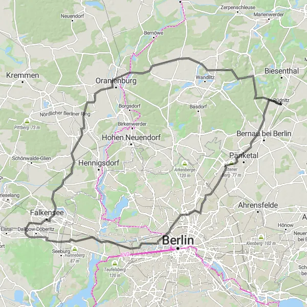 Map miniature of "Rüdnitz to Panketal Cycling Route" cycling inspiration in Brandenburg, Germany. Generated by Tarmacs.app cycling route planner