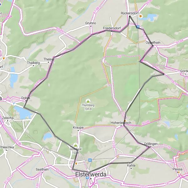 Map miniature of "Hidden Vineyards Tour" cycling inspiration in Brandenburg, Germany. Generated by Tarmacs.app cycling route planner