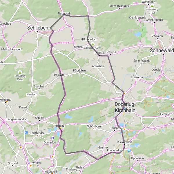 Map miniature of "A Cultural Cycling Escape" cycling inspiration in Brandenburg, Germany. Generated by Tarmacs.app cycling route planner