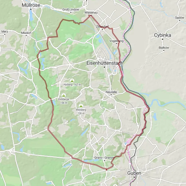 Map miniature of "The Ultimate Gravel Experience" cycling inspiration in Brandenburg, Germany. Generated by Tarmacs.app cycling route planner