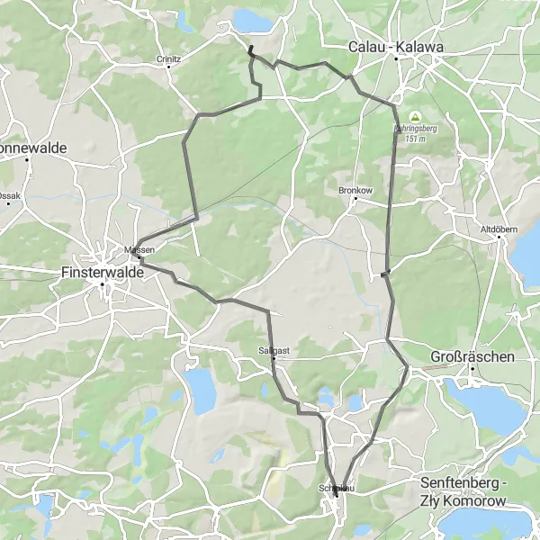 Map miniature of "Sallgast Route" cycling inspiration in Brandenburg, Germany. Generated by Tarmacs.app cycling route planner