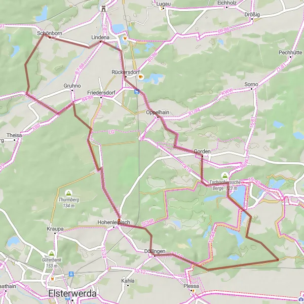 Map miniature of "Rückersdorf Loop" cycling inspiration in Brandenburg, Germany. Generated by Tarmacs.app cycling route planner