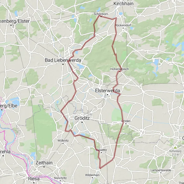Map miniature of "Hohenleipisch roundtrip" cycling inspiration in Brandenburg, Germany. Generated by Tarmacs.app cycling route planner